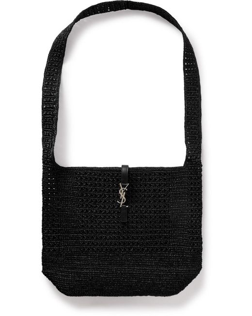 Saint Laurent Black Le 5 À 7 Medium Cabas Leather-trimmed Raffia Messenger Bag for men