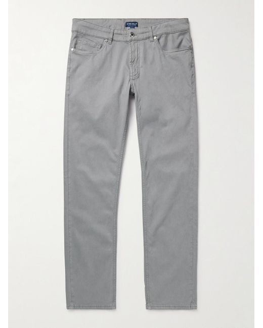 Peter Millar Gray Wayfare Slim-Fit Stretch-Tencel Lyocell And Cotton-Blend Twill Trousers for men