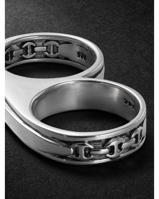 Hoorsenbuhs Black Bonded Double Barrel Knuckle Sterling Ring for men