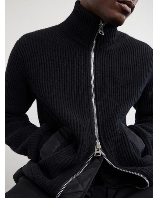 Sacai Black Knitted Wool Blouson Jacket for men