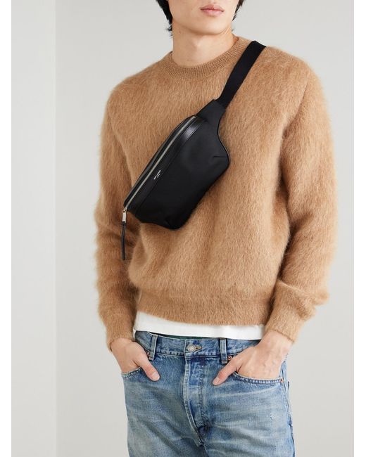 Saint Laurent Black Leather-Trimmed Canvas Belt Bag for men