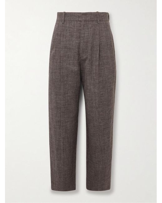 The Row Gray Silas Tapered Pleated Silk, Linen And Virgin Wool-Blend Trousers for men