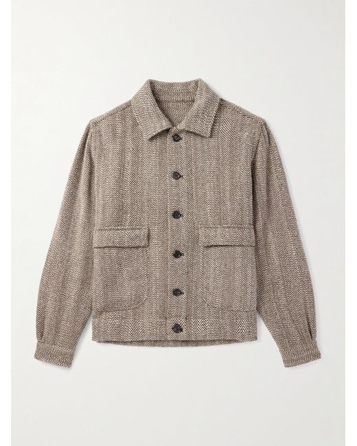 De Petrillo Gray Herringbone Wool-blend Jacket for men