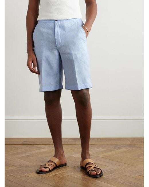 Loro Piana Blue Straight-Leg Linen Shorts for men