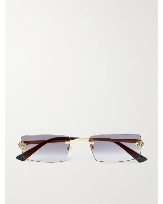 C DE RIMLESS RECTANGULAR FRAME SUNGLASSES CT0607S IN METAL AND WOODEN
