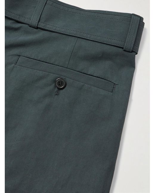 Dries Van Noten Green Wide-leg Belted Pleated Cotton Cargo Trousers for men