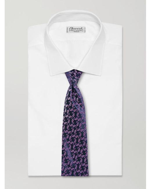 Charvet Blue 8.5cm Paisley-jacquard Silk Tie for men