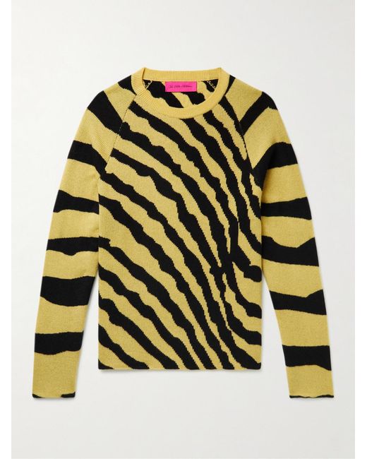 The Elder Statesman Yellow Tiger Jacquard-Knit Cashmere Sweater for men