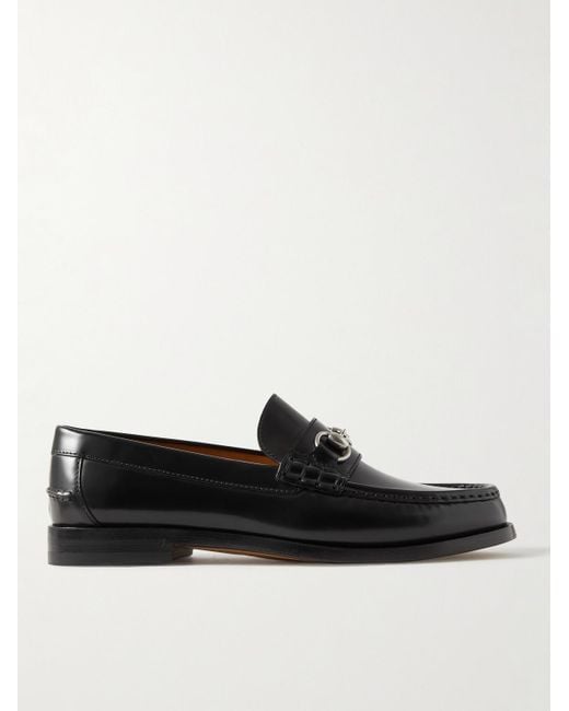 Gucci Black Kaveh Horsebit Leather Loafers for men
