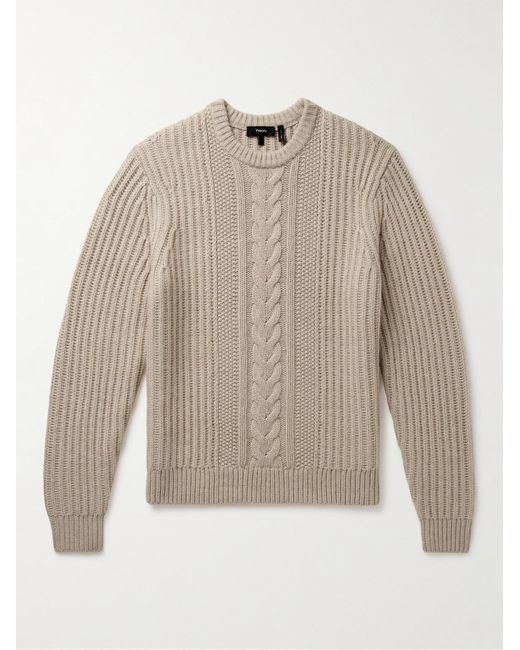 Theory White Vilare Ribbed Cable-knit Sweater for men
