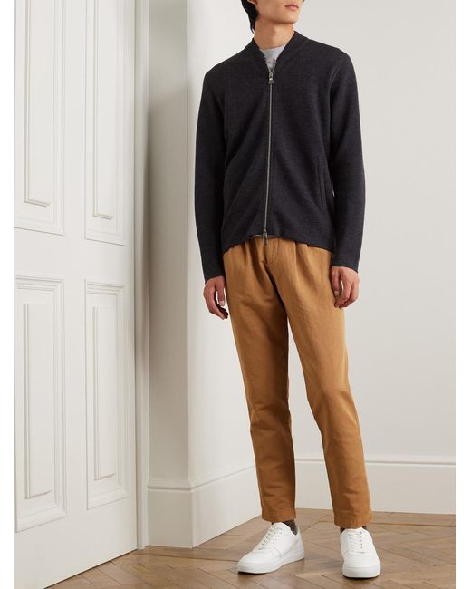 Mr P. Natural Straight-Leg Pleated Garment-Dyed Cotton And Linen-Blend Twill Trousers for men