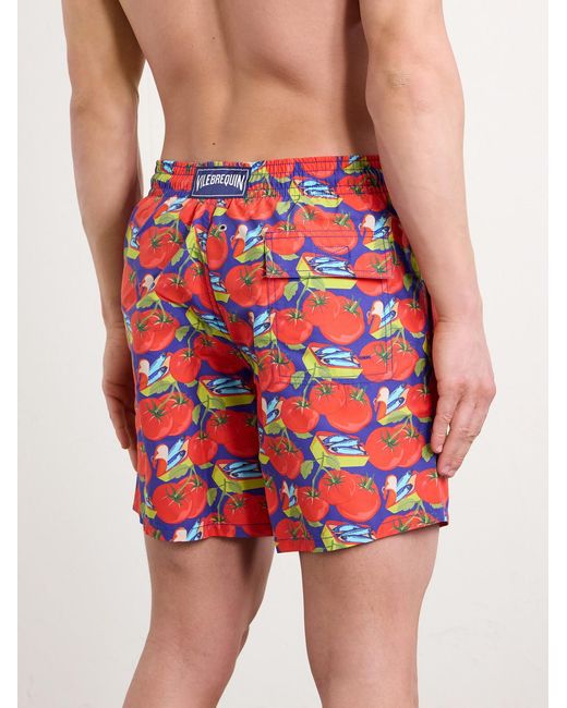 Vilebrequin Red Moorea Straight-Leg Mid-Length Printed Recycled Swim Shorts for men