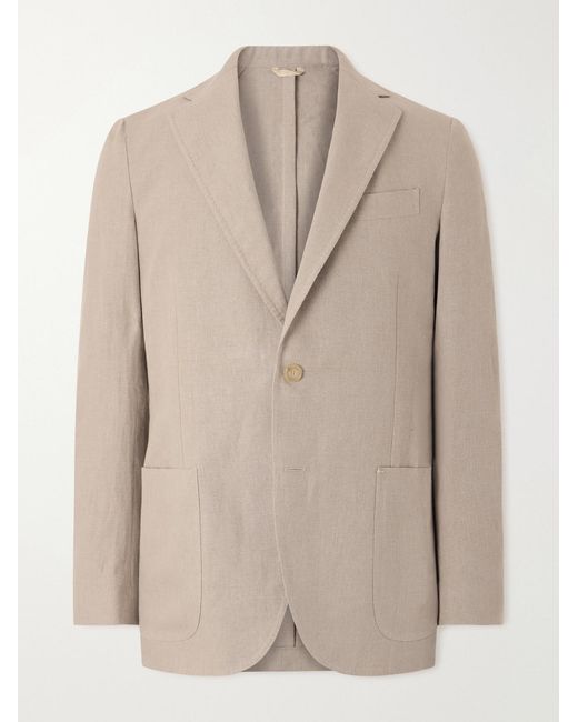 De Petrillo Natural Linen Single-breasted Suit Jacket for men