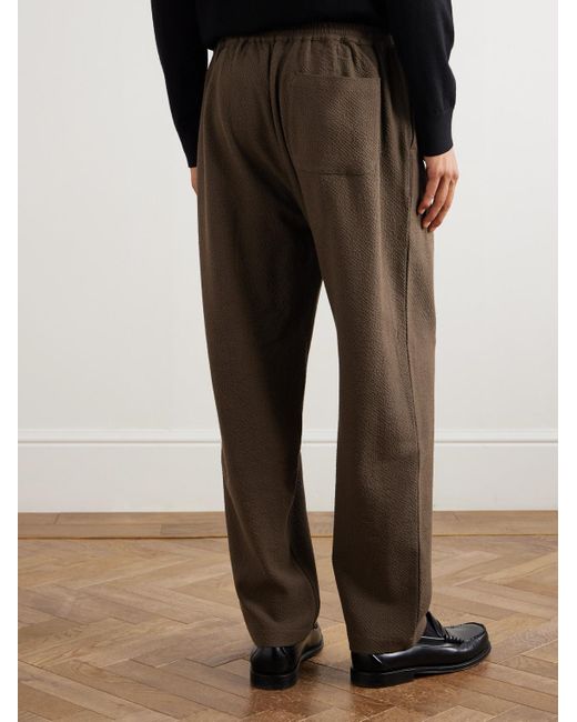 A Kind Of Guise Brown Banasa Straight-Leg Seersucker Suit Trousers for men