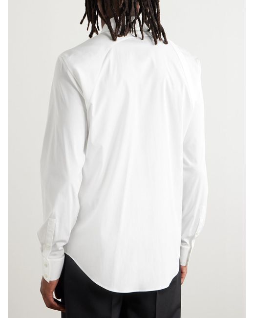 McQueen White Slim-Fit Harness-Detailed Stretch-Cotton Shirt for men