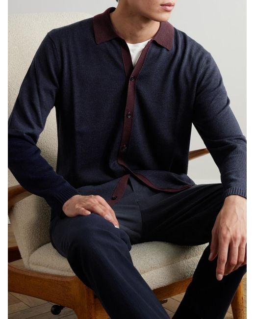 Mr P. Blue Two-tone Merino Wool Shirt for men