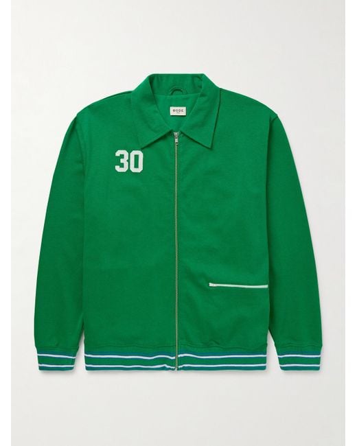 Bode Green Rec. Sophomore Appliquéd Printed Cotton And Lyocell-Blend Track Jacket for men