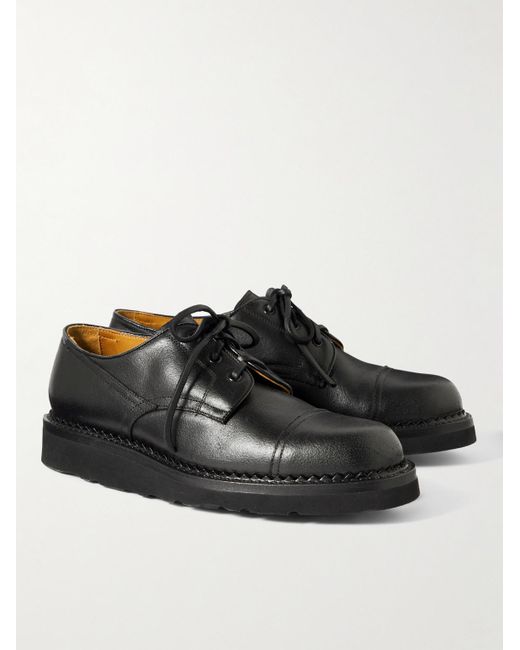 Yuketen Black Leather Derby Shoes for men