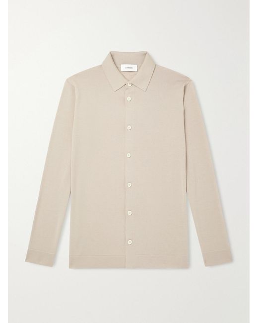 Lardini Natural Virgin Wool Polo Shirt for men