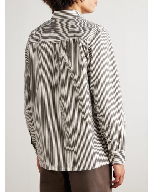 Colby 50009 Striped Organic Cotton-Poplin Shirt di NN07 in Gray da Uomo