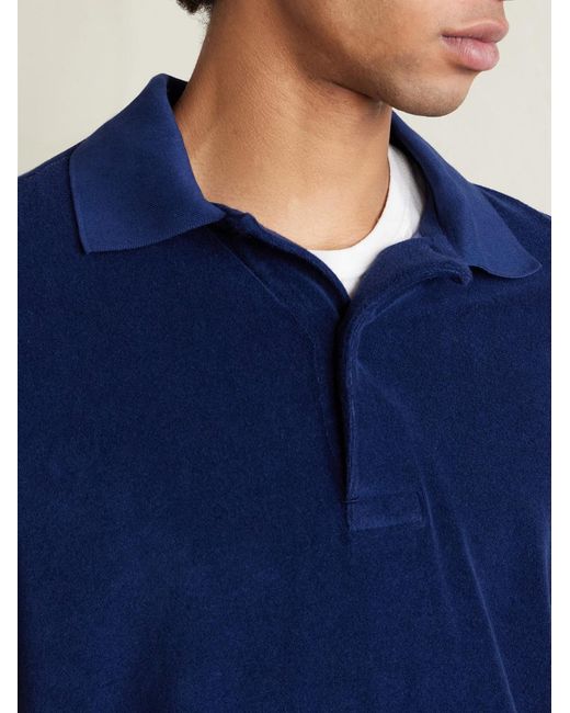 Tom Ford Blue Slim-fit Cotton-blend Terry Polo Shirt for men