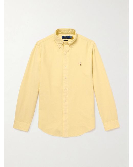 Polo Ralph Lauren Yellow Button-down Collar Logo-embroidered Cotton Shirt for men