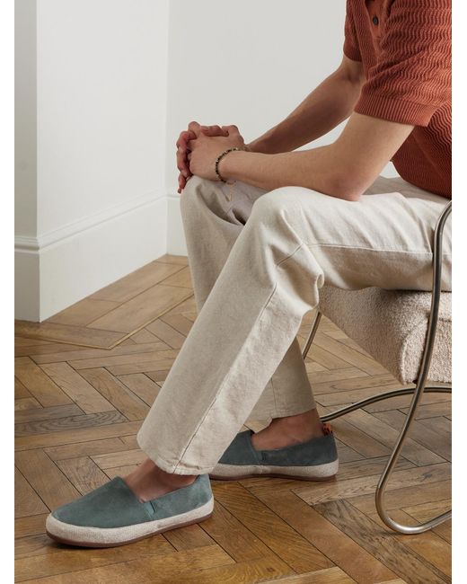 Mulo Blue Leather Espadrilles for men