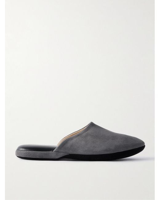 Charvet White Suede Slippers for men