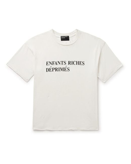 Enfants Riches Deprimes White Distressed Logo-printed Cotton-jersey T-shirt for men