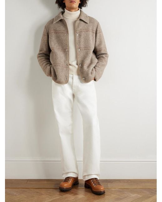 Loro Piana Natural Alta Badia Striped Yak Wool Overshirt for men
