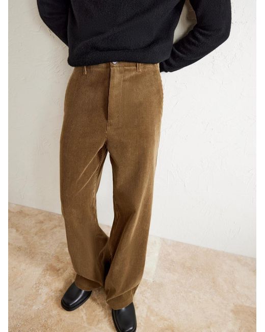 Jil Sander Brown Wide-Leg Cotton-Corduroy Trousers for men