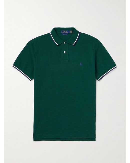 Polo slim-fit in cotone piqué con logo ricamato di Polo Ralph Lauren in Green da Uomo
