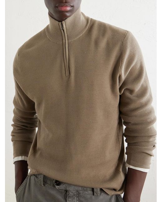 Sease Natural Waffle Turtle-Neck Wool-Knitted Sweater for men