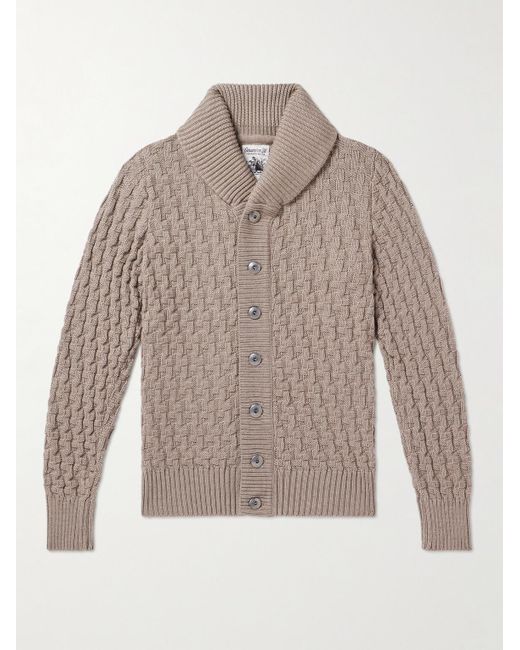 Cardigan in lana vergine a trecce con collo a scialle Stark di S.N.S Herning in Gray da Uomo