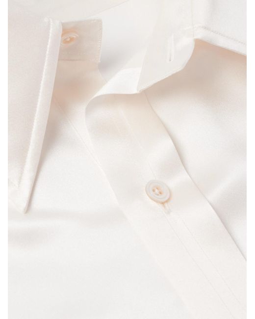 Tom Ford Hemd aus Seidensatin mit Cutaway-Kragen in Natural für Herren