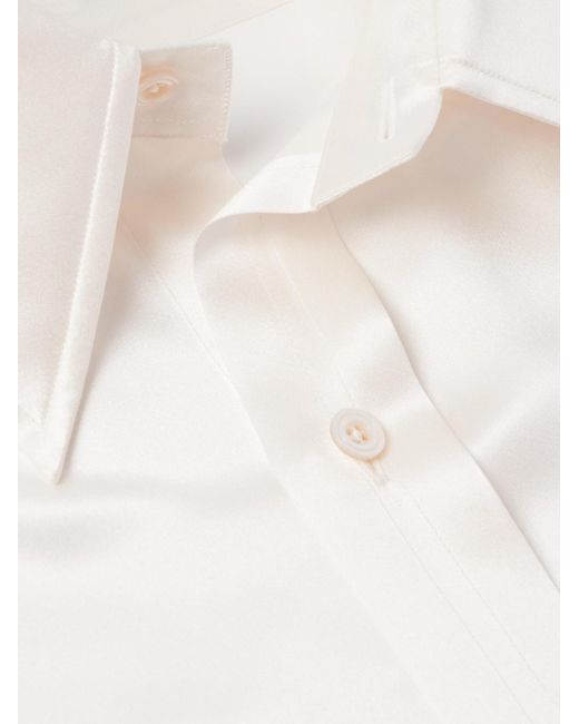 Tom Ford Natural Cutaway-collar Silk-satin Shirt for men