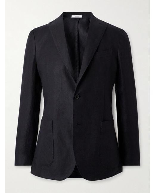 Boglioli Black K-jacket Unstructured Linen-twill Suit Jacket for men