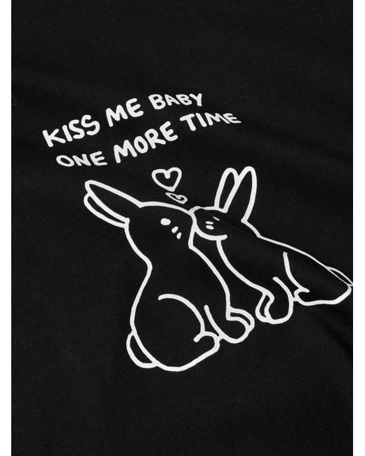 Vetements Black Kissing Bunnies Printed Cotton-jersey T-shirt for men