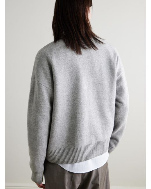 AMI Cardigan aus einer Woll-Kaschmirmischung mit Logostickerei in Gray für Herren