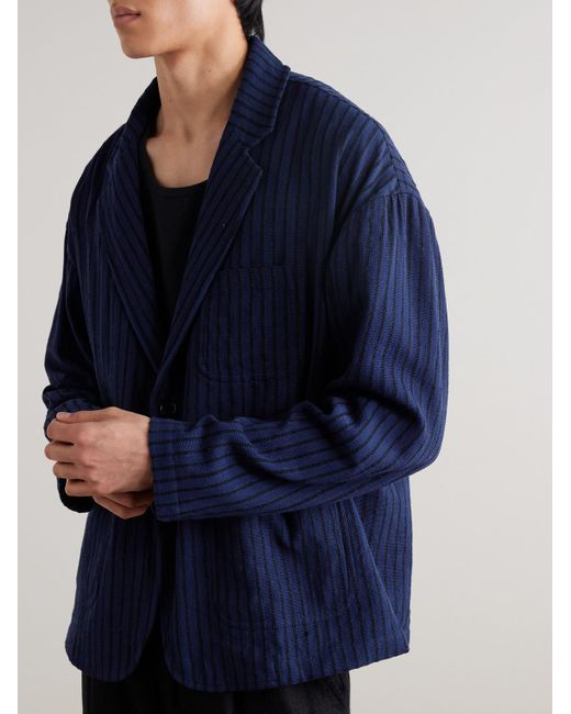Kardo Blue Hugh 2.0 Unstructured Striped Cotton Suit Jacket for men