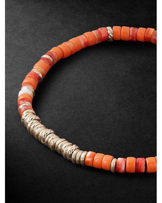 Heishi 14-Karat, Sterling And Shell Beaded Bracelet di John Hardy in Black da Uomo