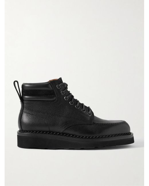Yuketen Black Suede-Trimmed Full-Grain Leather Boots for men