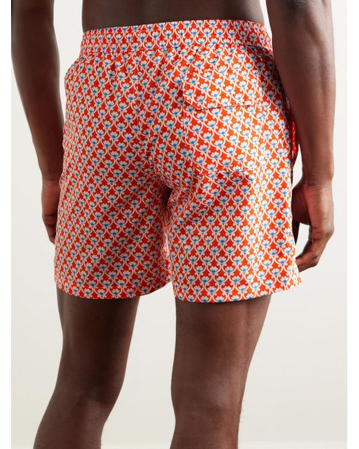 Anderson & Sheppard Red Slim-fit Straight-leg Mid-length Printed Swim Shorts for men
