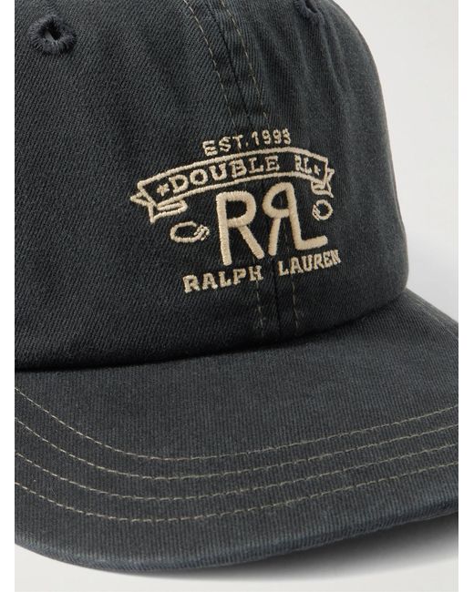 RRL Black Logo-Embroidered Cotton-Twill Baseball Cap for men