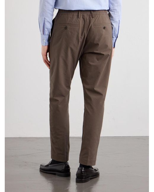 NN07 Brown Billie 10038 Straight-Leg Seersucker Drawstring Trousers for men