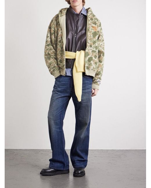 GALLERY DEPT. Green Logo-Print Camouflage Cotton-Jersey Zip-Up Hoodie for men