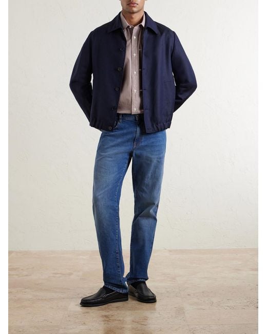 Slowear Blue Wool And Linen-blend Bomber for men
