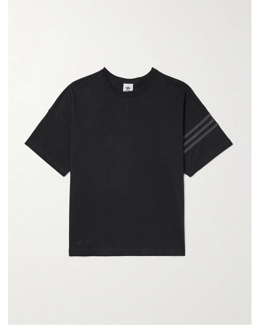Adidas Originals Black Neuclassic Oversized Striped Denim T-shirt for men