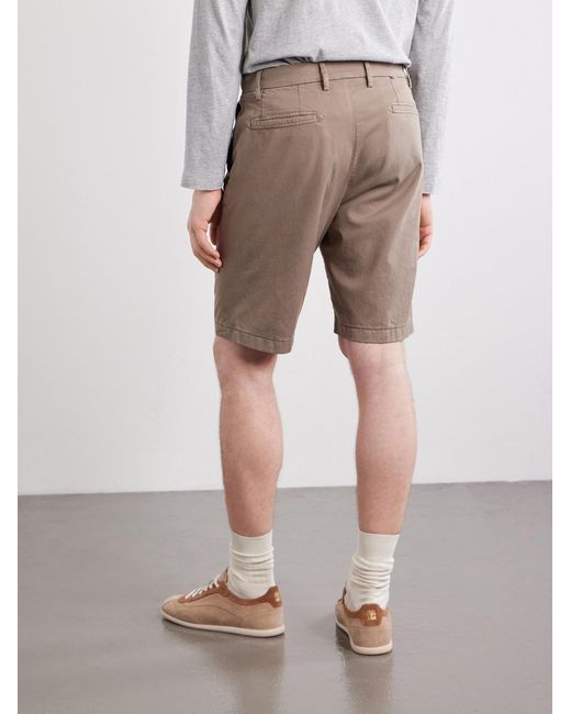Canali Brown Straight-leg Stretch Cotton-blend Gabardine Shorts for men