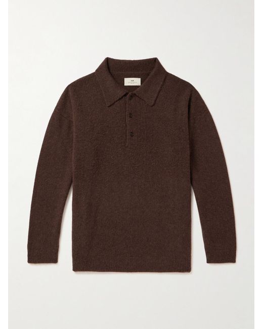 SSAM Brown Brushed Cashmere Polo Shirt for men